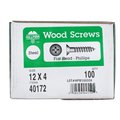 Hillman 40172 12 x 4 in. Phillip Flat Head Zinc Plated Steel Wood Screws 77083